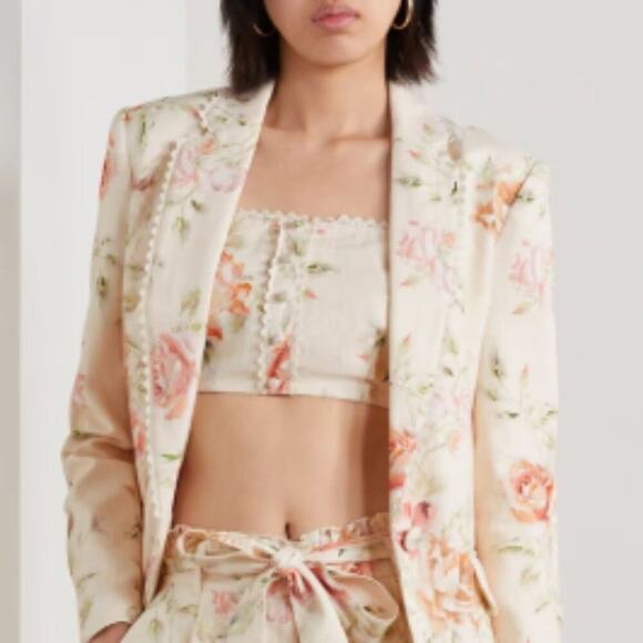 LoveShackFancy Emmalou Linen Floral Crop Top - Picture 5 of 10